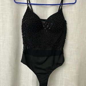 Windsor Black Beaded Bodysuit